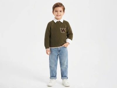 Toptan WEENY KİDS W Detay Trikolu 3'lü Erkek Takım - Toptan Çocuk Giyim Beniz Kids
