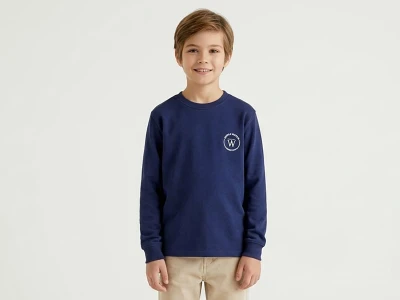 Toptan TANEM KİDS W Nakışlı Şardonlu 3 İp Erkek Çocuk Sweat LACİVERT - Beniz Bebe