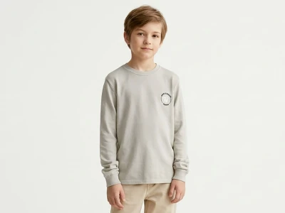 Toptan TANEM KİDS W Nakışlı Şardonlu 3 İp Erkek Çocuk Sweat BEYAZ - Beniz Bebe