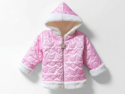 Toptan MİNİ BARAY Welsoft Detaylı Kız Çocuk Mont PEMBE - Beniz Bebe