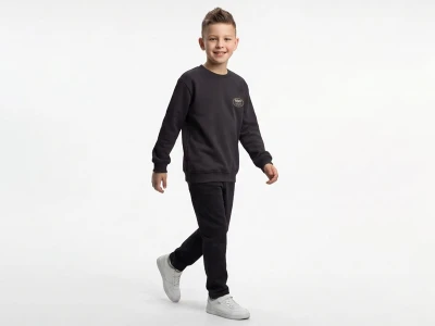 Toptan TANEM KİDS What Time Baskılı Erkek Çocuk Sweat FÜME - Beniz Bebe