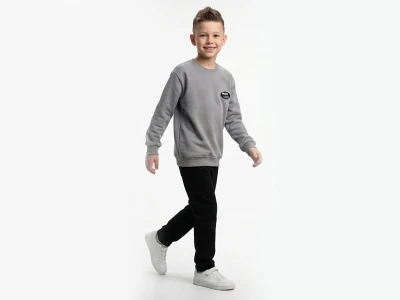 Toptan TANEM KİDS What Time Baskılı Erkek Çocuk Sweat GRİ - Beniz Bebe