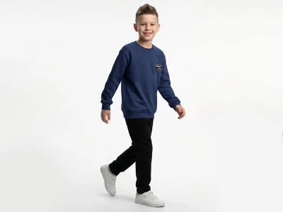 Toptan TANEM KİDS What Time Baskılı Erkek Çocuk Sweat LACİVERT - Beniz Bebe