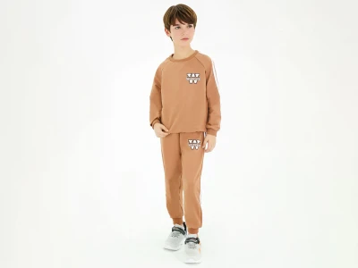 Toptan BICIR KİDS Wıldcats Baskılı Erkek Takım  KAHVERENGİ - Beniz Bebe
