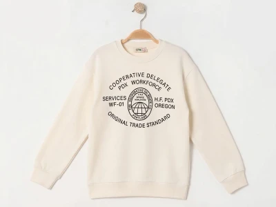 Toptan RUHAT KİDS Workforce Baskılı 3 İp Şardonlu Erkek Sweat  White - Beniz Bebe