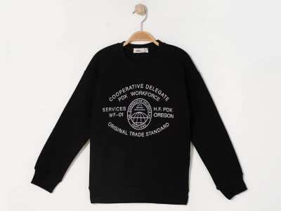 Toptan RUHAT KİDS Workforce Baskılı 3 İp Şardonlu Erkek Sweat  Black - Beniz Bebe
