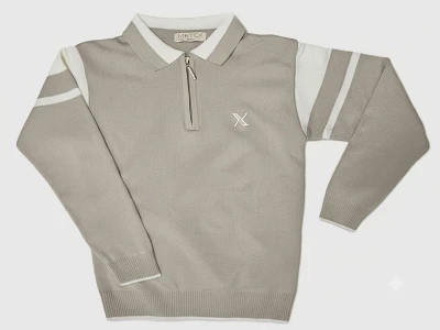 Toptan METEX X Nakışlı Yakalı Fermuarlı Triko Erkek Sweat  - Toptan Çocuk Giyim Beniz Kids