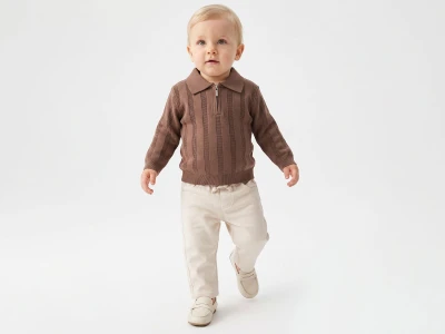 Toptan CANÖZ Yakalı Fermuar Detaylı Triko Erkek Takım - Toptan Çocuk Giyim Beniz Kids