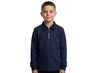 Toptan TANEM KİDS Yakalı Fermuarlı Erkek Sweat  LACİVERT - Beniz Bebe