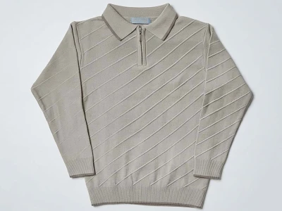 Toptan METEX Yan Çizgili Fermuarlı Triko Erkek Sweat GRİ - Beniz Bebe