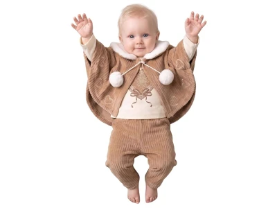 Toptan ELCİ BABY Yarasa Kol Detay 3'lü Kız Bebek Takım - Toptan Çocuk Giyim Beniz Kids