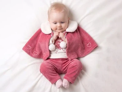 Toptan ELCİ BABY Yarasa Kol Detay 3'lü Kız Bebek Takım PEMBE - Beniz Bebe
