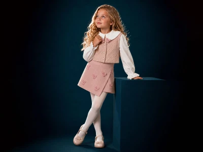 Toptan LADY GOLD Yelekli 3'lü Kız Çocuk Takım - Toptan Çocuk Giyim Beniz Kids