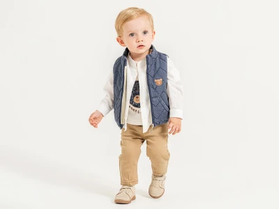 Toptan COCOSİSS Yelekli 4'lü Erkek Bebek Takım LACİVERT - Beniz Bebe