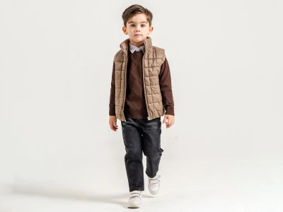 Toptan YAVRUCAK Yelekli 4'lü Erkek Çocuk Takım - Toptan Çocuk Giyim Beniz Kids