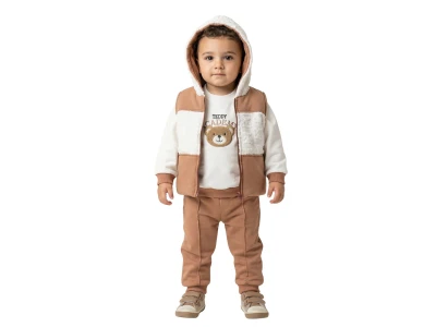 Yelekli Üçlü Erkek Bebe Takım
