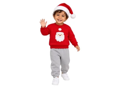 Toptan VOVİDO Yılbaşı Konsept Şapkalı 3'Lü Şardonlu 3 İp Erkek Bebek Takım - Toptan Çocuk Giyim Beniz Kids