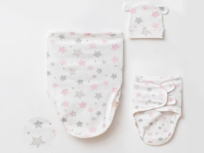 Toptan COŞAY BABY Yıldız Desenli Şapkalı Kız Kundak  - Toptan Çocuk Giyim Beniz Kids