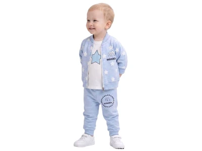 Toptan MİNİTİX Yıldız Detay 3'lü Erkek Bebek Takım - Toptan Çocuk Giyim Beniz Kids