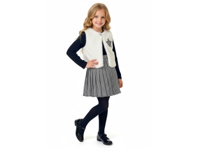 Yıldız Nakışlı Peluş Yelekli Üçlü Kız Takım