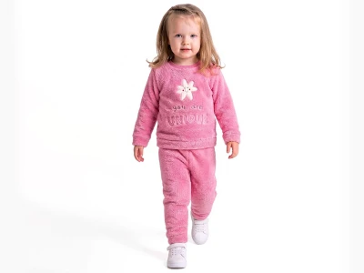 Toptan LİZARD Yıldız Nakışlı Well Soft Peluş Kız Takım  Розовый - Beniz Bebe