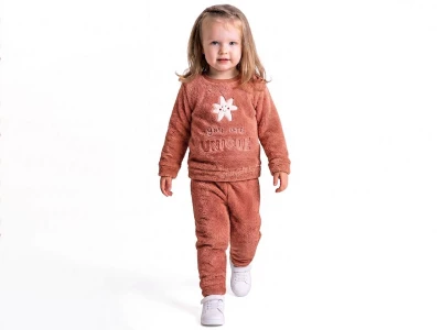 Toptan LİZARD Yıldız Nakışlı Well Soft Peluş Kız Takım  Коричневый - Beniz Bebe