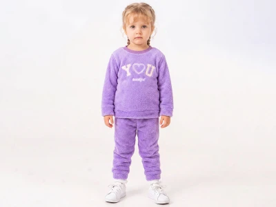 Toptan LİZARD You Nakışlı Well Soft Peluş Kız Takım  - Toptan Çocuk Giyim Beniz Kids
