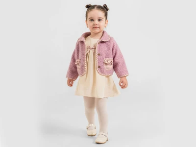 Toptan COCOSİSS Yün Hırkalı Elbise Розовый - Beniz Bebe