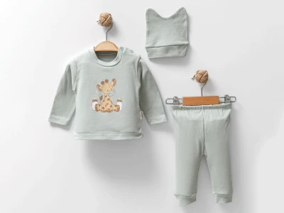 Zürafa Baskılı Bebe Unisex Bebe Tulum