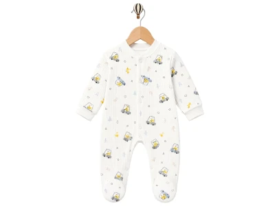 Toptan SÜPERMİNİ  Zürafa Desenli Bebe Tulum  MAVİ - Beniz Bebe