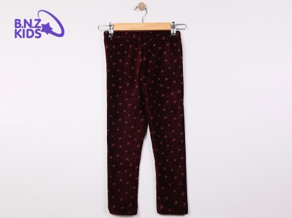 Toptan TURAN KİDS Desenli Kadife Tayt Burgundy - Beniz Bebe