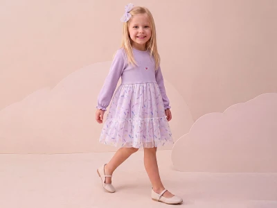 Toptan BUPPER kalp Nakışlı Tokalı Kaşkorse Elbise - Toptan Çocuk Giyim Beniz Kids